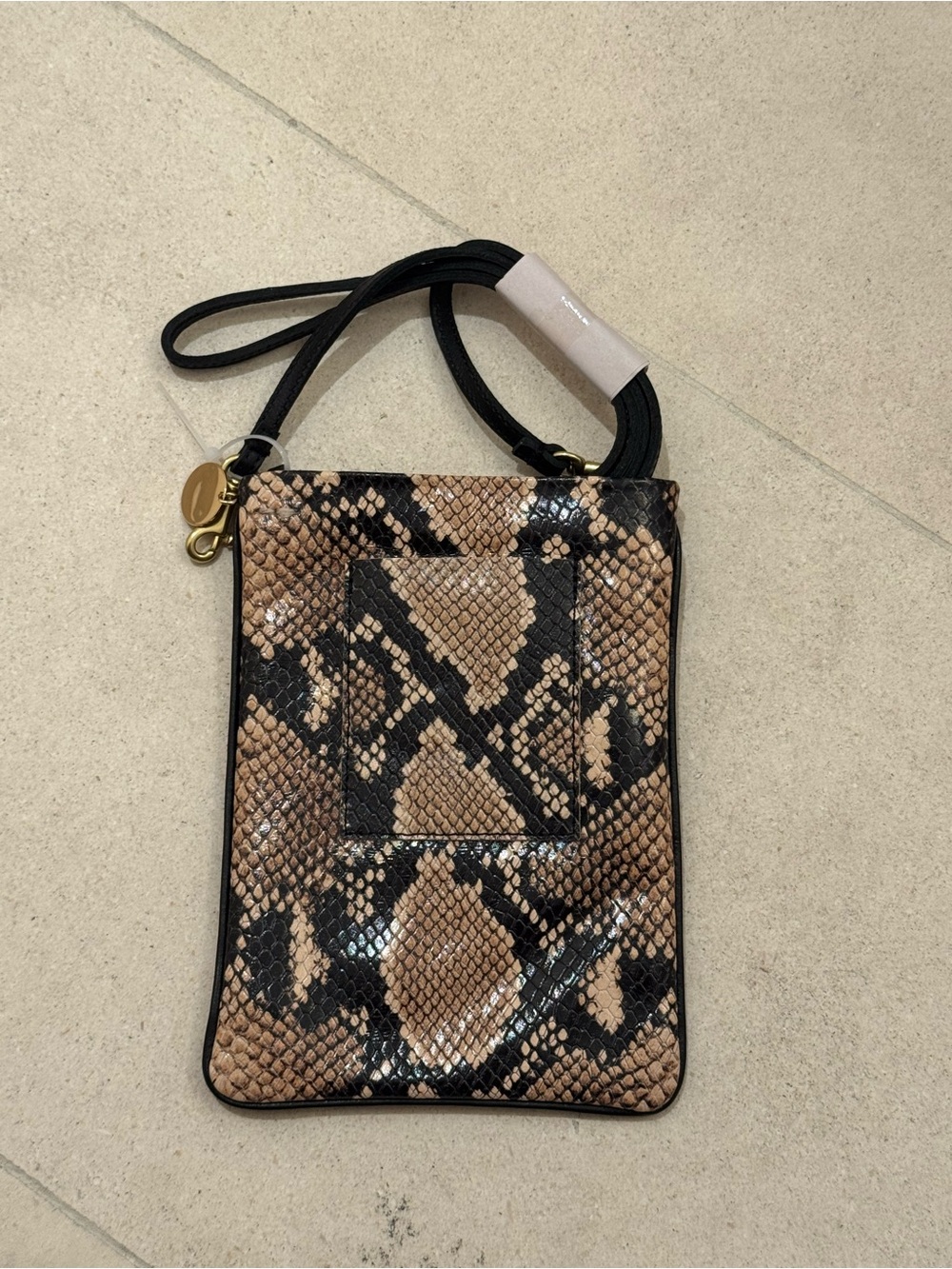 Clare V. Poche Brown Snake-Print Crossbody Phone Bag - Unbranded